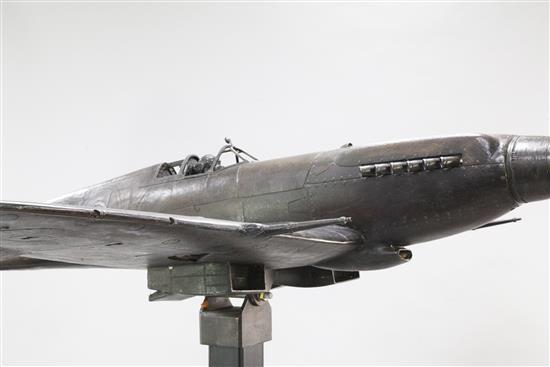 Stephen Allen. A limited edition bronze 1/5th scale model of a Mark XIVc spitfire with a wrought iron stand.